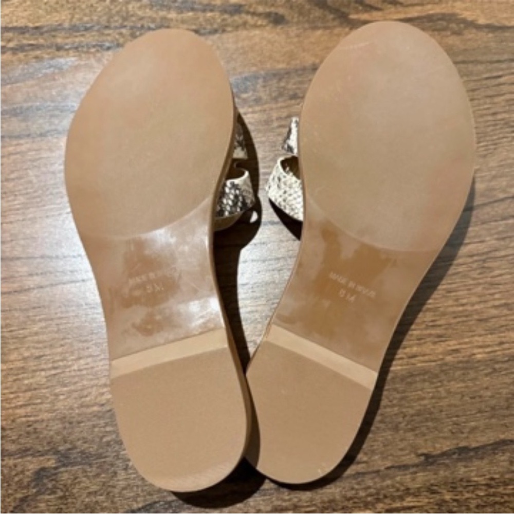 Marc Joseph Taupe Snake-Print Slide Sandals - Picture 5 of 5